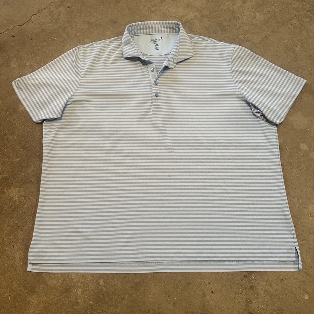 Johnnie-O Kramar Polo Mens XXL Blue Striped Performance Golf Shirt‎ JMP08160